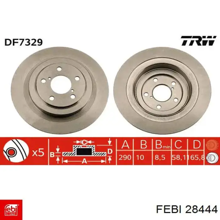 Задні дискові гальма Febi 28444 ціна, від 32.55 USD