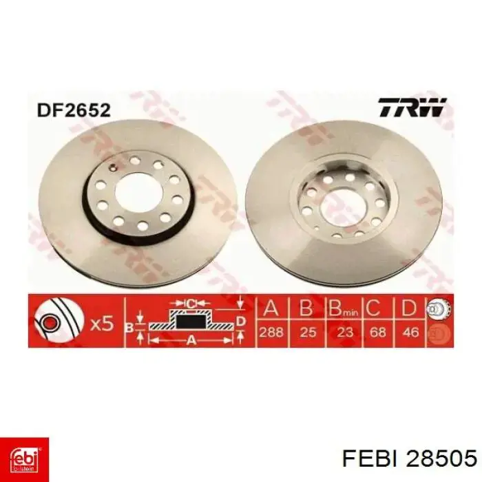 Купити 28505 Febi Ротор гальмівний