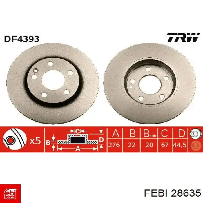 28635 Febi Гальмо дискове переднє