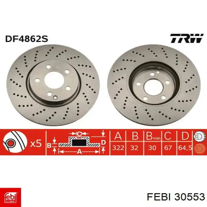 Купити 30553 Febi Ротор гальмівний