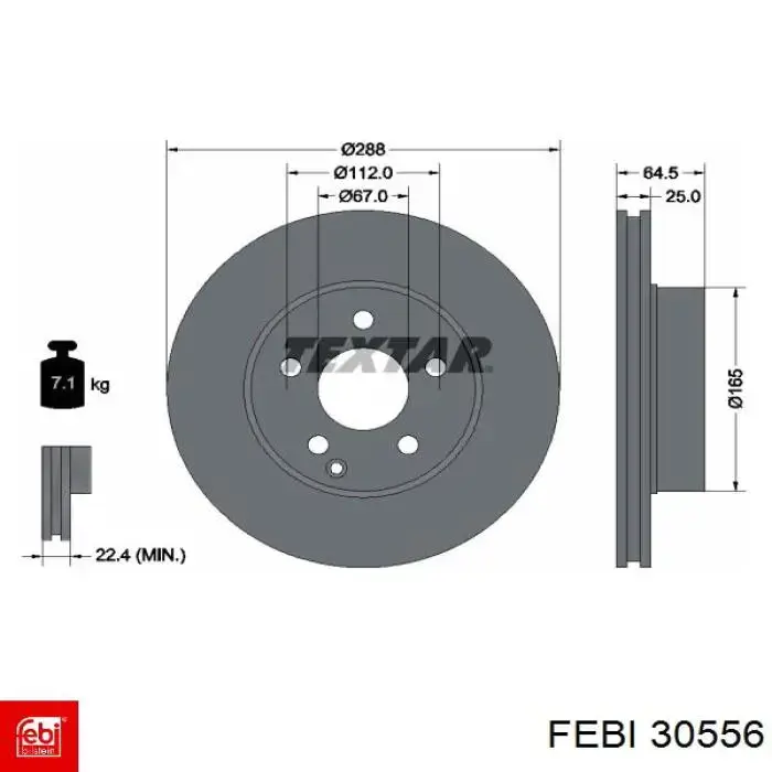 30556 Febi Гальмо дискове переднє