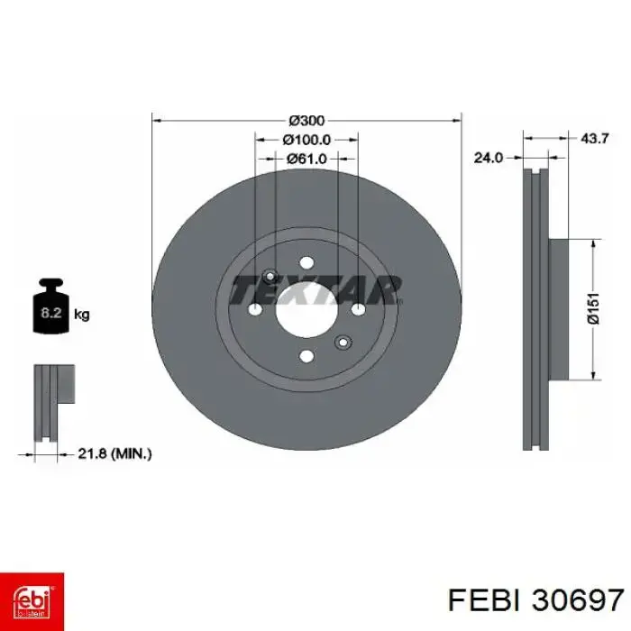 Диск гальмівний передній Febi 30697