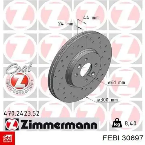 Диск переднього гальма Febi 30697 ціна, від 46.06 USD