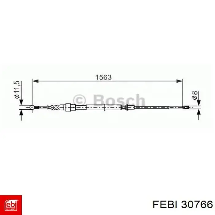 Трос ручного гальма задній, правий/лівий Febi 30766 ціна, від 8.83 USD