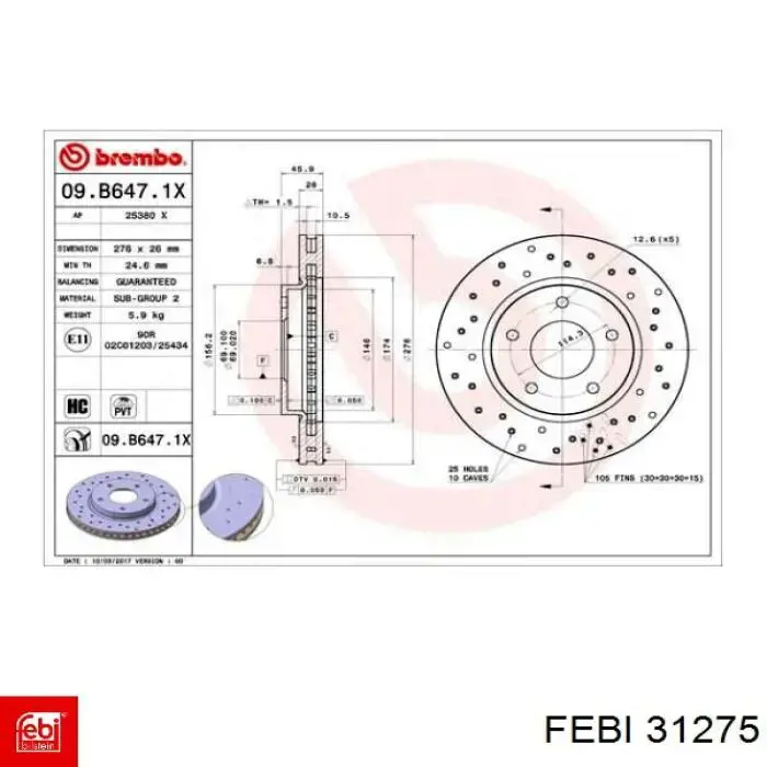 Купити 31275 Febi Ротор гальмівний