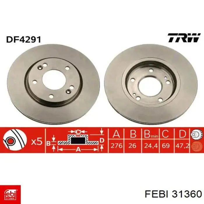 Купити 31360 Febi Ротор гальмівний