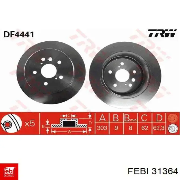 Задні дискові гальма Febi 31364 ціна, від 35.06 USD