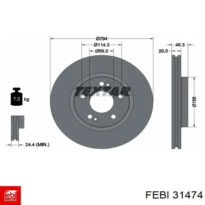 Диск переднього гальма Febi 31474 ціна, від 41.40 USD