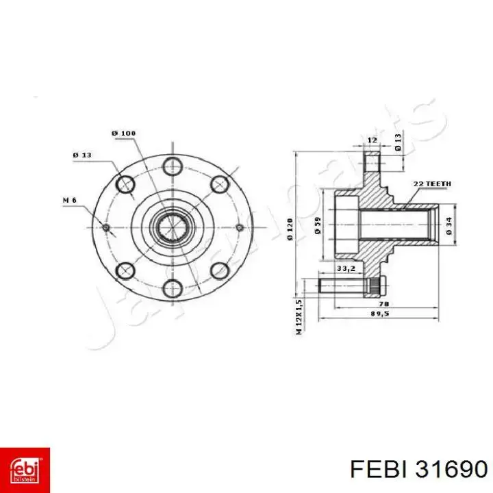 Комплект підшипник маточини передньої Febi 31690 ціна, від 10.87 USD