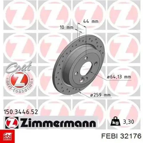 Задні дискові гальма Febi 32176 ціна, від 24.52 USD