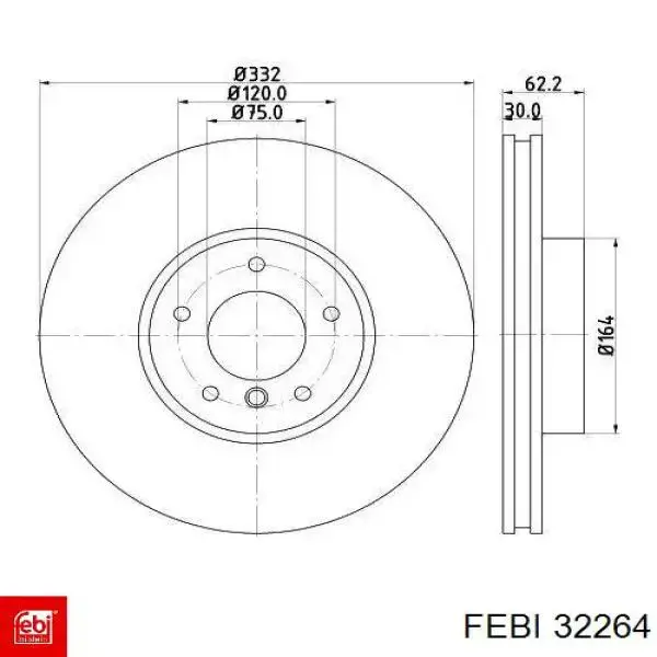 Диск переднього гальма Febi 32264 ціна, від 81.11 USD