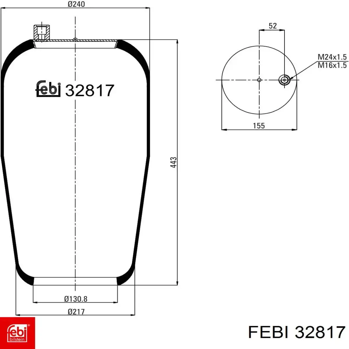 Пневмоподушка/Пневморессора моста Blacktech RML954011 ціна, від 43.28 USD