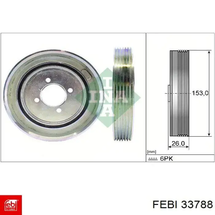 Шків колінвала 33788 Febi