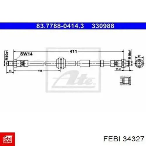 Шланг гальмівний передній Volvo 30681724 ціна, від 6.27 USD