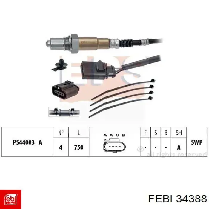 Лямбда-зонд, датчик кисню після каталізатора 34388 Febi