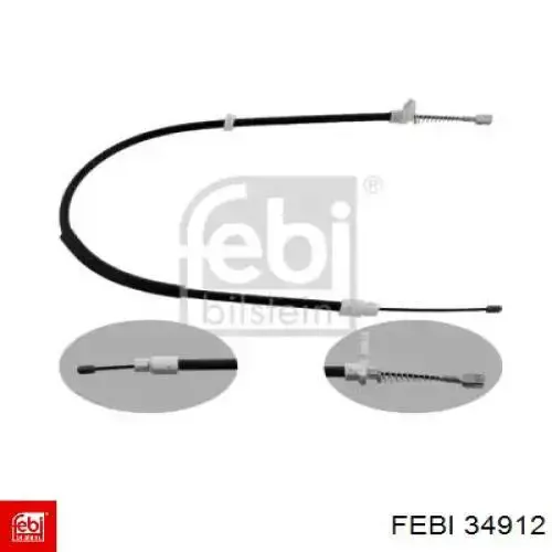Трос ручного гальма задній, правий Febi 34912 ціна, від 16.18 USD
