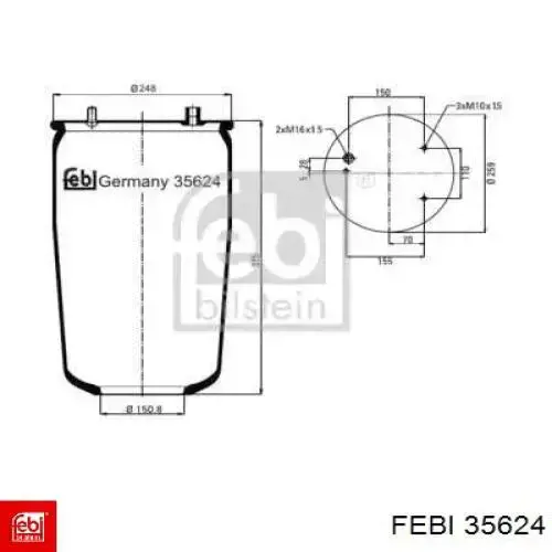 Пневморессора задня Febi 35624 ціна, від 39.75 USD