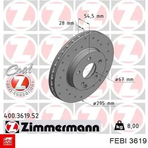 Циліндр гальмівний колісний/робочий, задній Febi 3619 ціна, від 7.38 USD