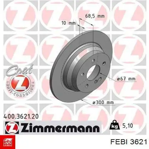 Комплект підшипник маточини передньої Febi 3621 ціна, від 12.83 USD