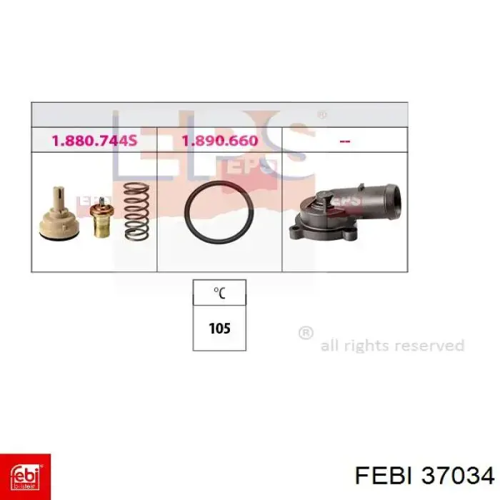 Автомобільний термостат Febi 37034 ціна, від 34.92 USD