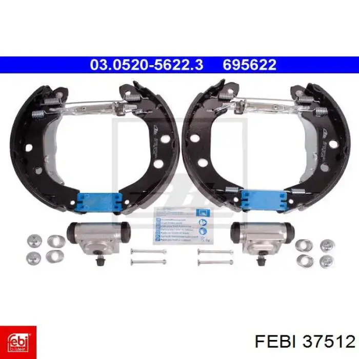 37512 Febi колодки гальмівні задні барабанні, в зборі з циліндруми, комплект