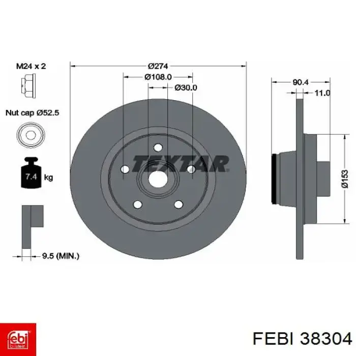 Диск гальмівний задній Febi 38304