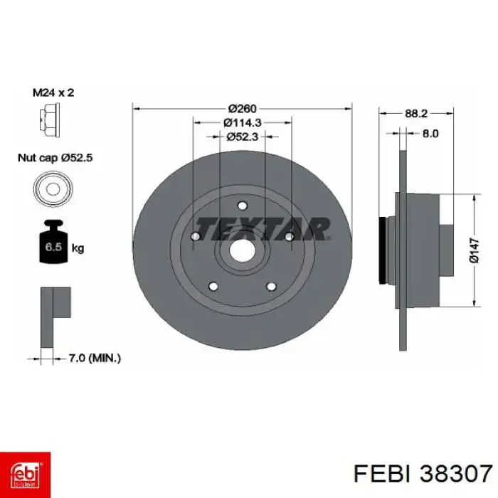 Купити 38307 Febi Диск заднього гальма