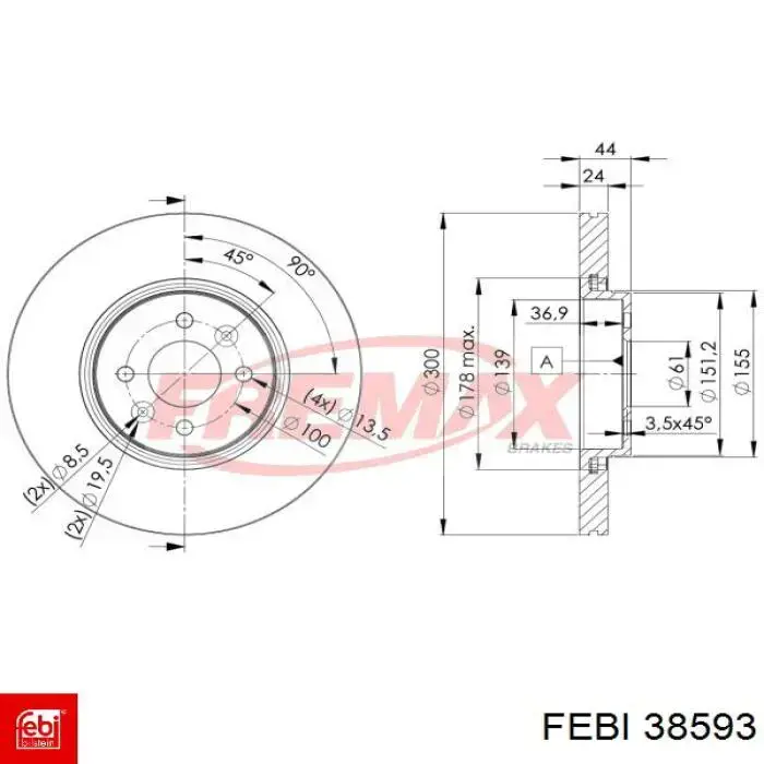 Стабілізатор передній Fiat Stilo 