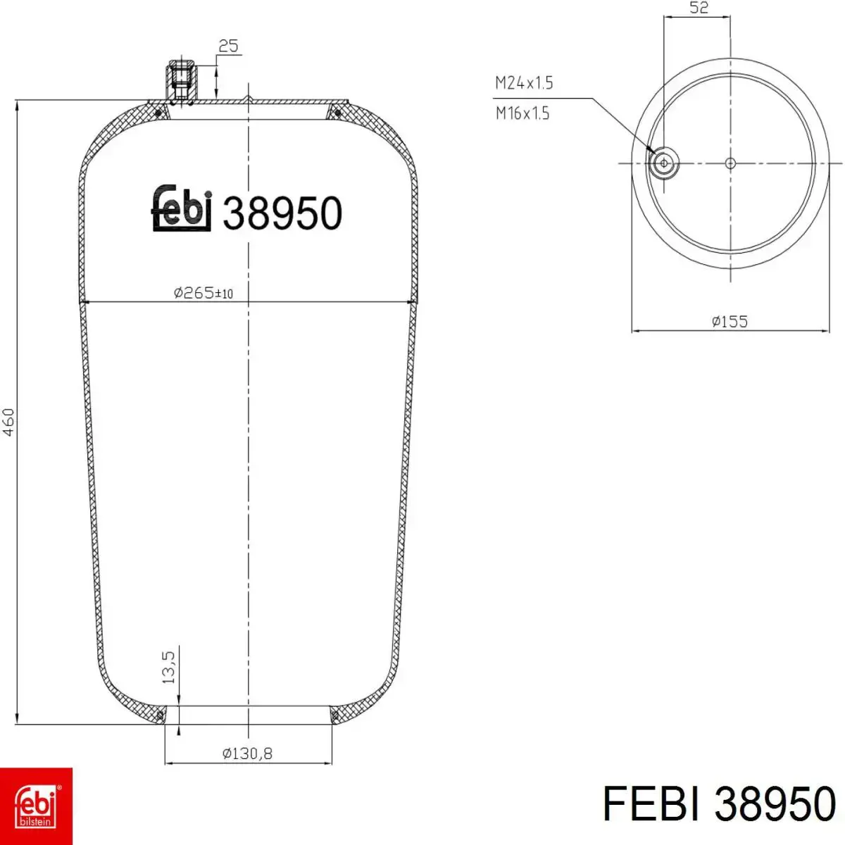 Пневмоподушка/пневморессора моста Blacktech RML95868C9