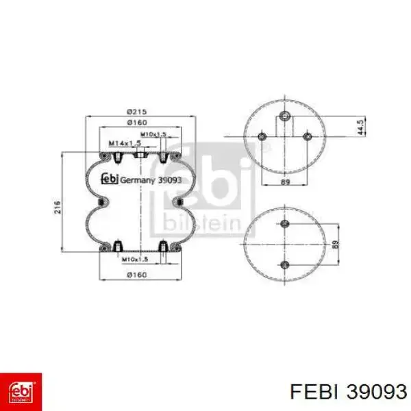 Купити 39093 Febi Пневмоподушка/Пневморессора моста