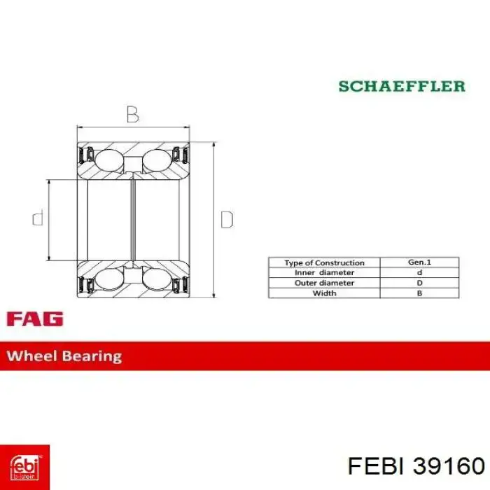 Комплект підшипник маточини передньої Febi 39160 ціна, від 23.17 USD
