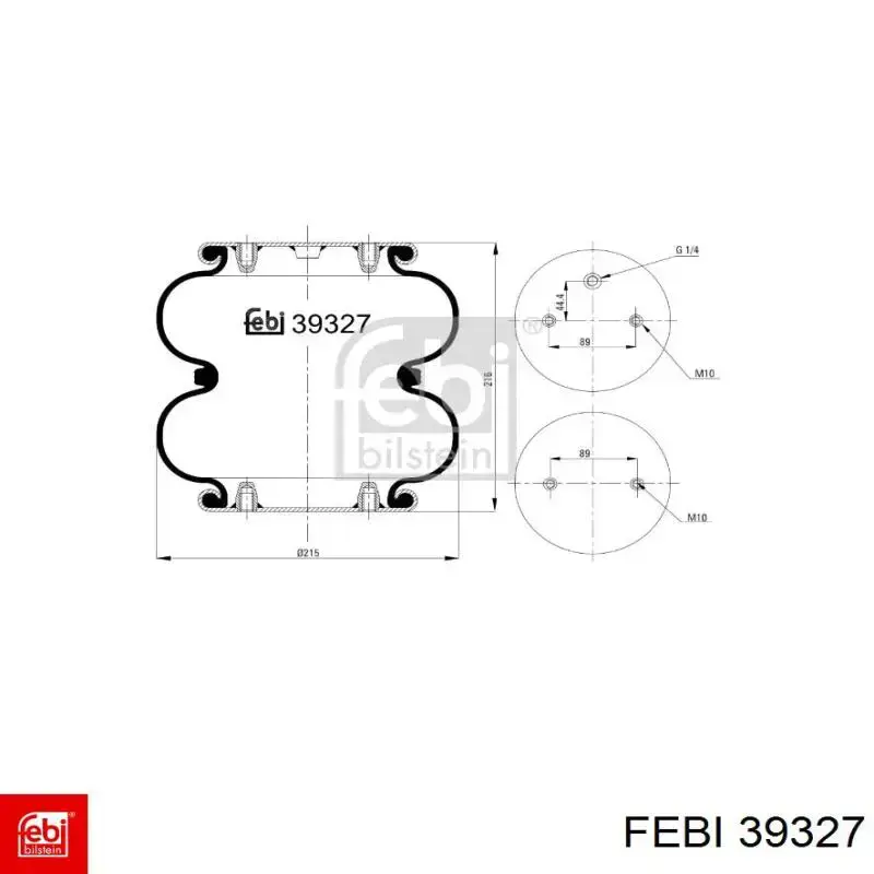 Пневмоподушка/Пневморессора моста 39327 Febi