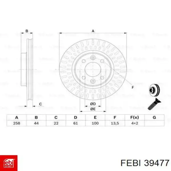 Диск гальмівний передній Febi 39477