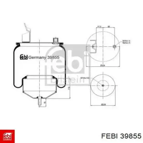 Пневмоподушка/Пневморессора моста Febi 39855 ціна, від 82.89 USD