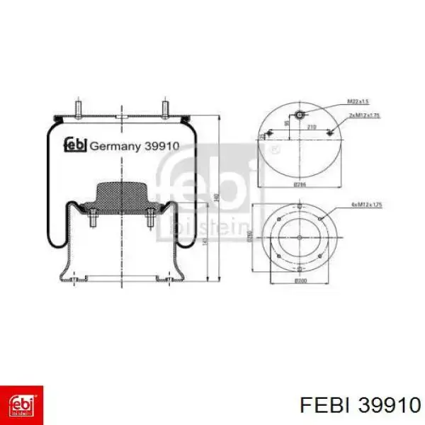 Пневмоподушка/Пневморессора моста 39910 Febi