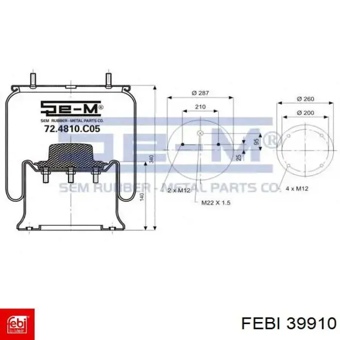 Пневмоподушка/Пневморессора моста Febi 39910 ціна, від 50.88 USD