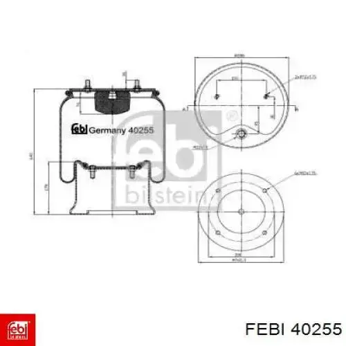 Пневмоподушка/Пневморессора моста Febi 40255 ціна, від 133.58 USD