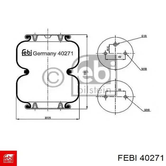 Пневмоподушка/Пневморессора моста 40271 Febi