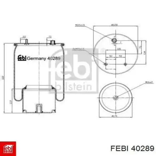 Пневморессора задня Febi 40289 ціна, від 65.03 USD