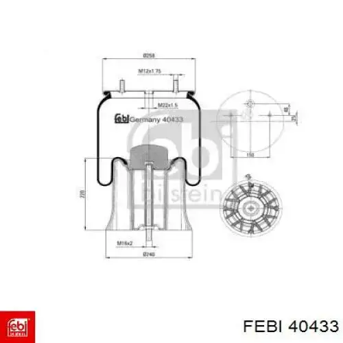 Пневмоподушка/Пневморессора моста 40433 Febi