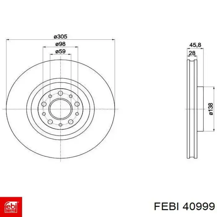 Диск переднього гальма Febi 40999 ціна, від 46.71 USD