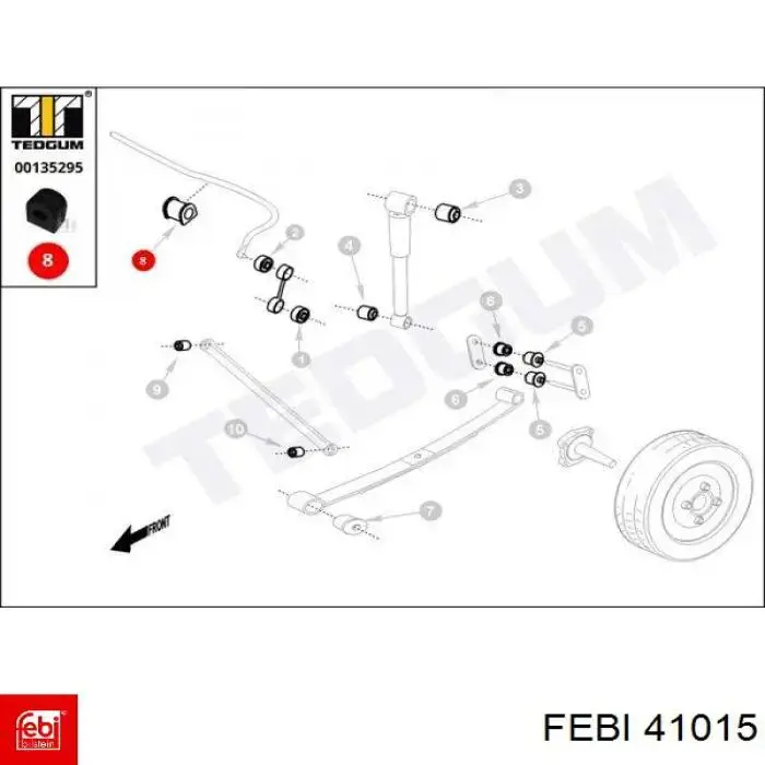Втулка стабілізатора заднього Febi 41015 ціна, від 6.48 USD