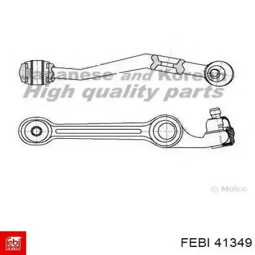 Важіль передньої підвіски нижній, правий 41349 Febi