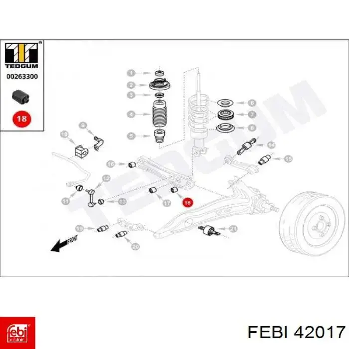 Сайлентблок заднього поперечного важеля Febi 42017 ціна, від 4.96 USD