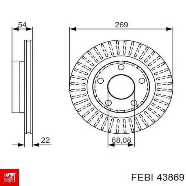 Диск гальмівний задній 43869 Febi