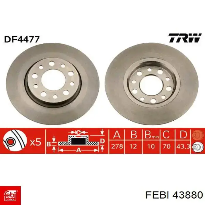 Купити 43880 Febi Диск заднього гальма