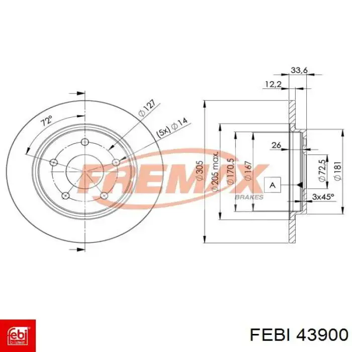 Задні дискові гальма Febi 43900 ціна, від 39.69 USD
