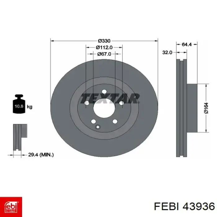 Диск переднього гальма Febi 43936 ціна, від 63.10 USD