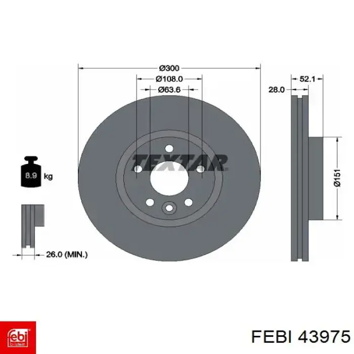 Диск гальмівний передній Febi 43975