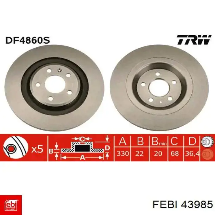 Купити 43985 Febi Диск заднього гальма